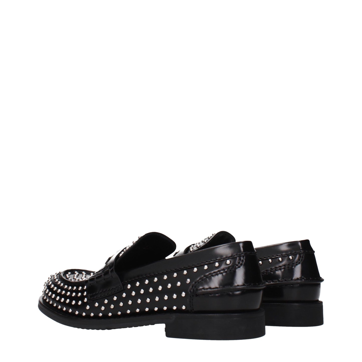 Flat Loafer Slip-On Shoes by Miu Miu for women in leather black features an ergonomic silhouette, perfectly showcasing Women's Leather Flat Loafer Slip-On Shoes with its distinct flat and elegant .