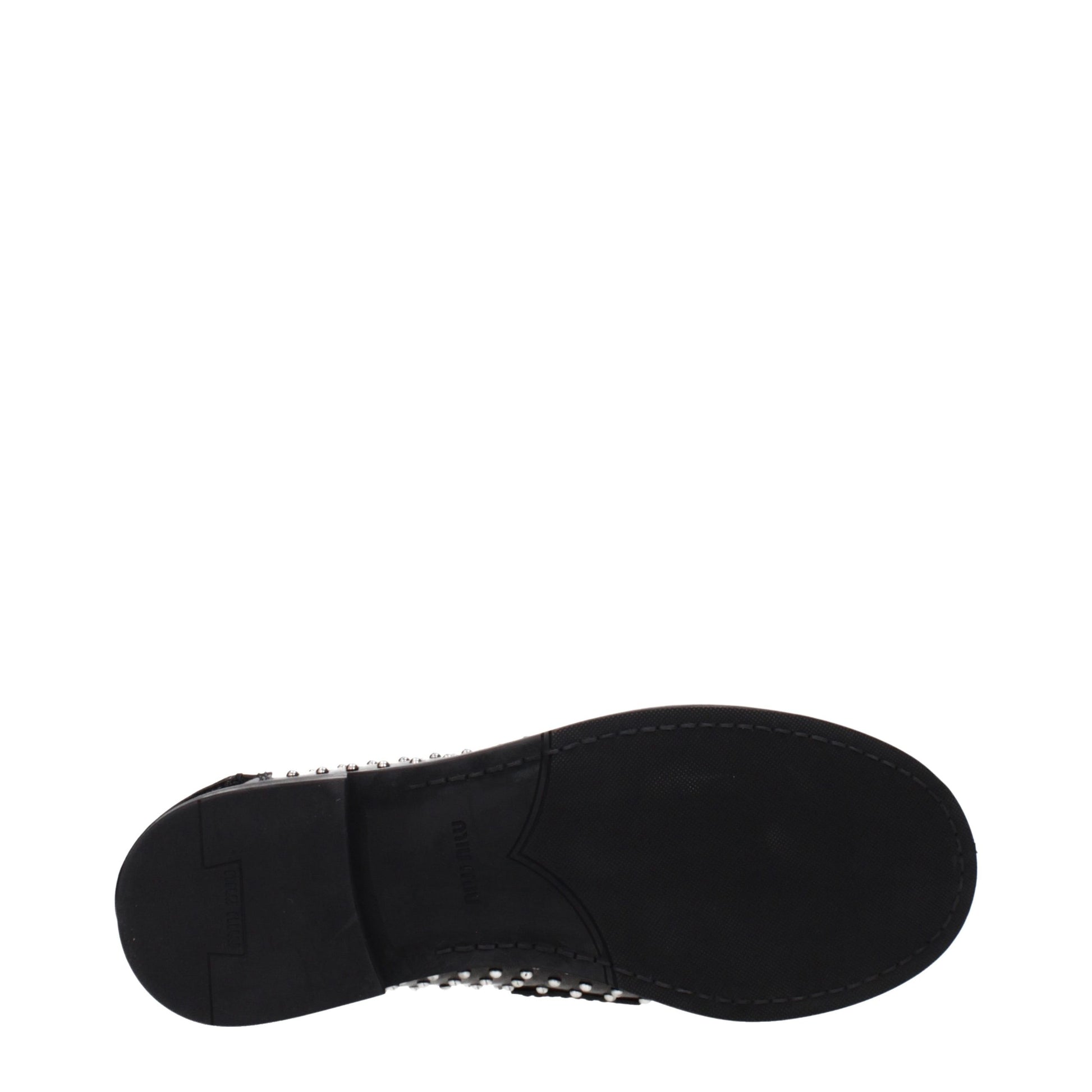 Flat Loafer Slip-On Shoes by Miu Miu for women in leather black features an effortless chic silhouette, showcasing the Women's Leather Flat Loafer Slip-On Shoes design with an effortless chic flat and a for a effortless chic look.