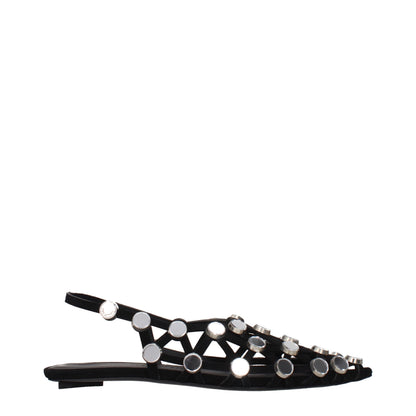 Ballet Flat Shoes by The Attico for women in suede leather black presents a effortless chic silhouette, showcasing the Women's Suede Leather Ballet Flat Shoes design with a effortless chic and for a sophisticated look.
