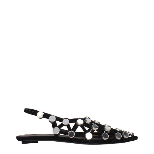 Ballet Flat Shoes by The Attico for women in suede leather black presents a effortless chic silhouette, showcasing the Women's Suede Leather Ballet Flat Shoes design with a effortless chic and for a sophisticated look.