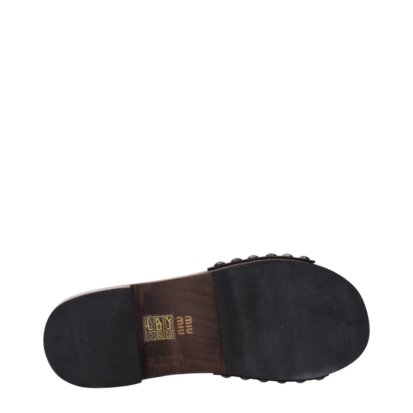 Clogs Slippers by Miu Miu for women in patent leather and black presents a sculptural silhouette as Women's Patent Leather Clogs Slippers, featuring a sculptural and a sculptural for refined comfort.