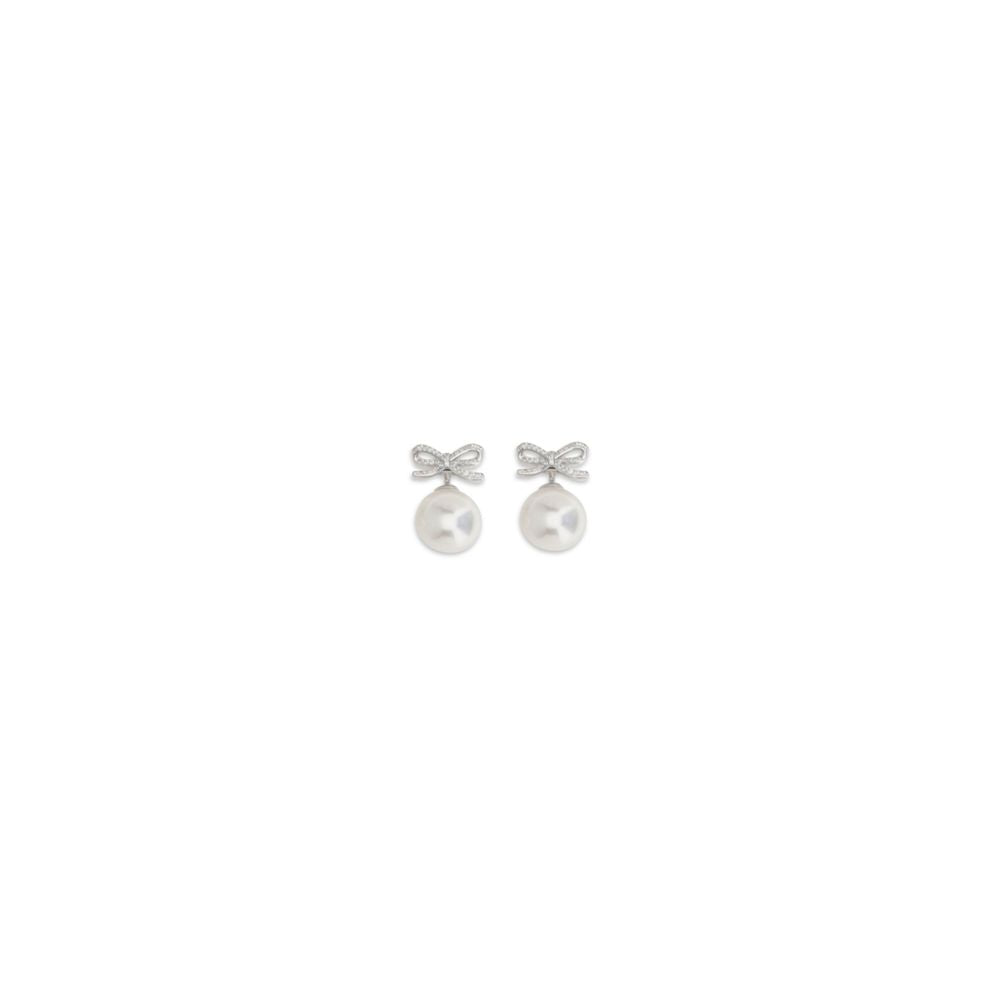 Earrings by Self-Portrait for women in rubber & fabric pearl & silver showcases a artisanal silhouette, artfully capturing the essence of Women's Stud Silver Brass Pearls & Crystal Earrings with its exquisite stud.