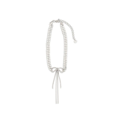 Necklace by Self-Portrait for women in modacrylic & cotton denim silver features an resplendent silhouette, showcasing a sophisticated choker necklace design from the Women's Silver Brass & Crystal Necklace collection for a resplendent finish.