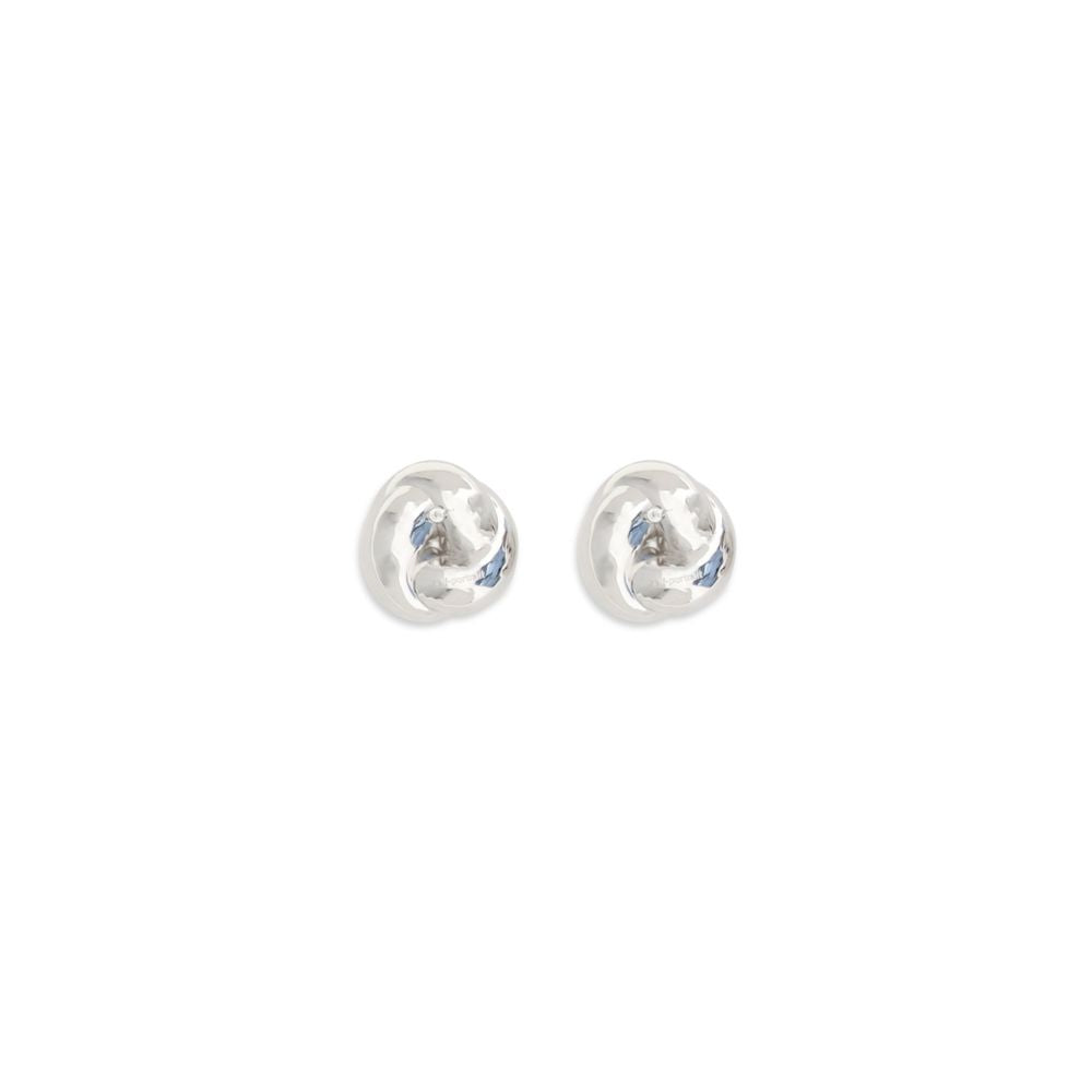 Earrings by Self-Portrait for women in rubber & fabric silver showcases a enchanting silhouette, artfully incorporating the intricate stud seen in the Women's Stud Silver Brass Earrings.