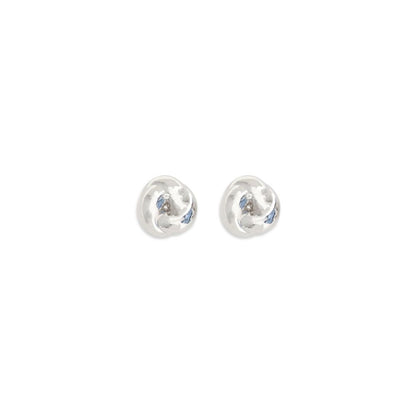 Earrings by Self-Portrait for women in rubber & fabric silver showcases a enchanting silhouette, artfully incorporating the intricate stud seen in the Women's Stud Silver Brass Earrings.