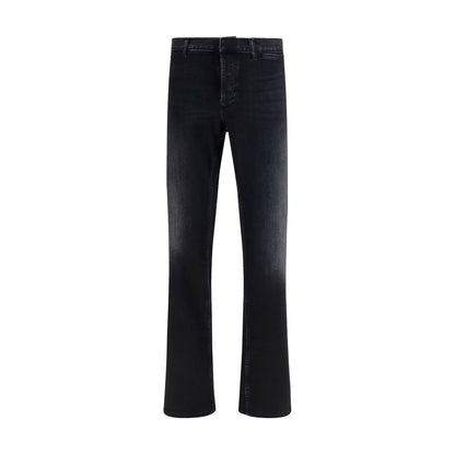 Jeans by Gucci for men in cotton denim black features an refined tailoring silhouette, showcasing a premium flared, regular-fit & slim with a low rise and long cut for a refined tailoring look.