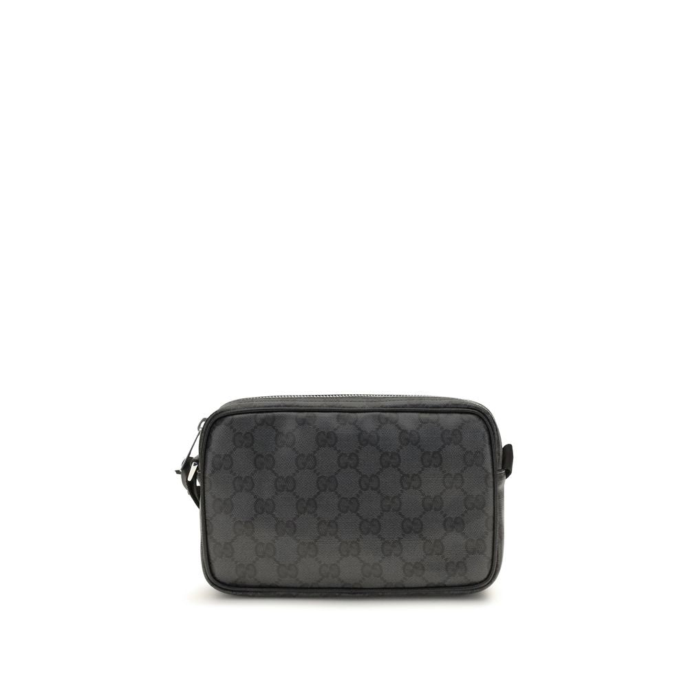 Mini Shoulder Bag by Gucci for men in raffia & nylon black features a distinguished silhouette, showcasing a secure zipper and distinguished cardholder with versatile shoulder-strap & adjustable-strap for a distinguished finish.