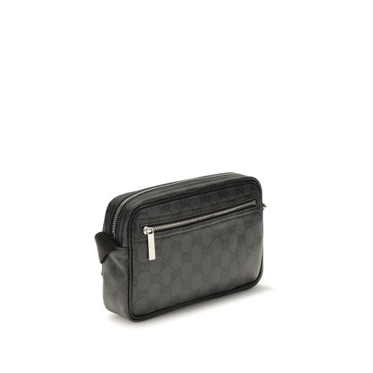 Mini Shoulder Bag by Gucci for men in raffia & nylon black features an effortlessly chic silhouette with a secure zipper, ample cardholder, and versatile shoulder-strap & adjustable-strap for effortlessly chic everyday luxury.
