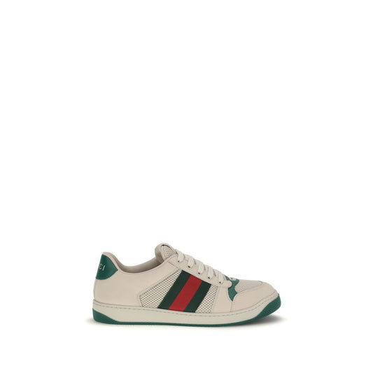 Sneakers by Gucci for men in leather beige, dark-green, white & striped features an timeless silhouette from the Men's Low Top Leather Sneakers collection, showcasing a signature low-top style with an timeless finish.