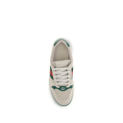 Sneakers by Gucci for men in leather beige, dark-green, white & striped features an versatile design from the Men's Low Top Leather Sneakers collection, highlighting a versatile low-top style for a premium, high-fashion look.