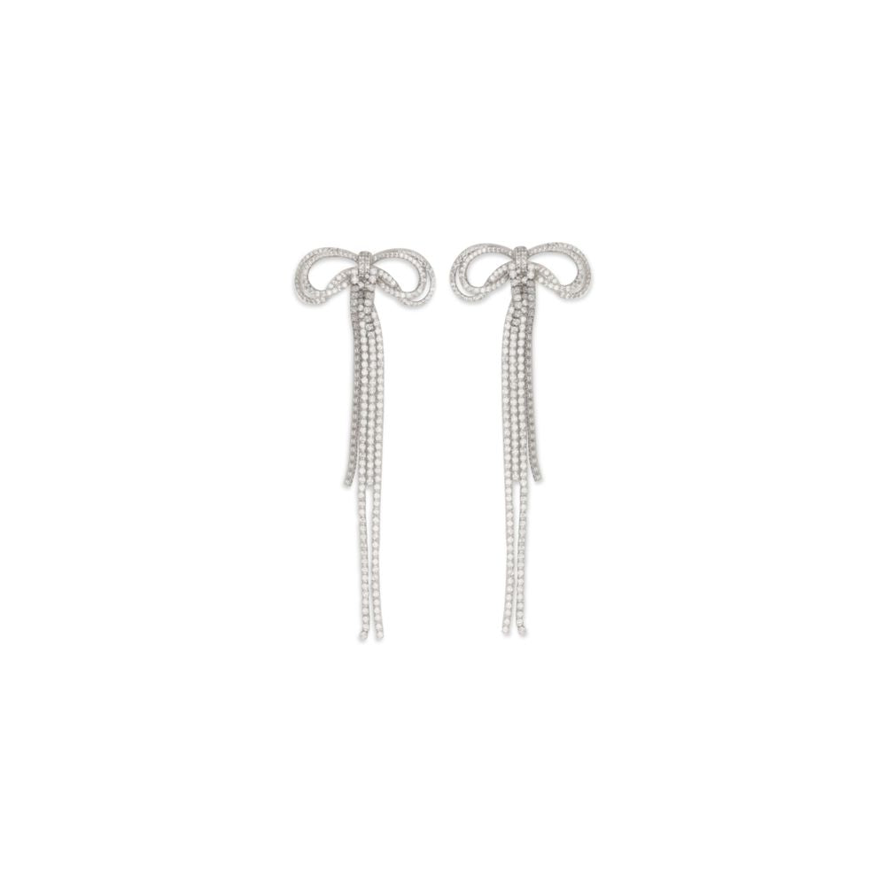 Earrings by Self-Portrait for women in suede leather silver presents a curated silhouette, artfully showcasing the curated stud and refined aesthetic of the Women's Stud Silver Brass & Crystal Earrings.