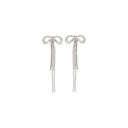 Earrings by Self-Portrait for women in suede leather silver presents a curated silhouette, artfully showcasing the curated stud and refined aesthetic of the Women's Stud Silver Brass & Crystal Earrings.