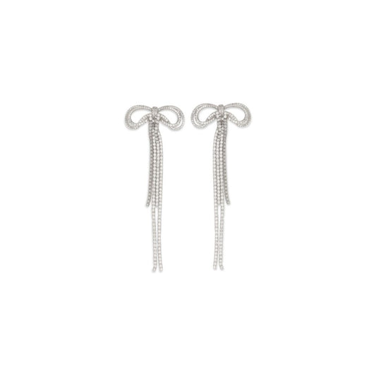 Earrings by Self-Portrait for women in suede leather silver presents a curated silhouette, artfully showcasing the curated stud and refined aesthetic of the Women's Stud Silver Brass & Crystal Earrings.