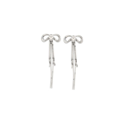 Earrings by Self-Portrait for women in suede leather silver showcases a enchanting silhouette, artfully incorporating the intricate stud seen in the Women's Stud Silver Brass & Crystal Earrings.