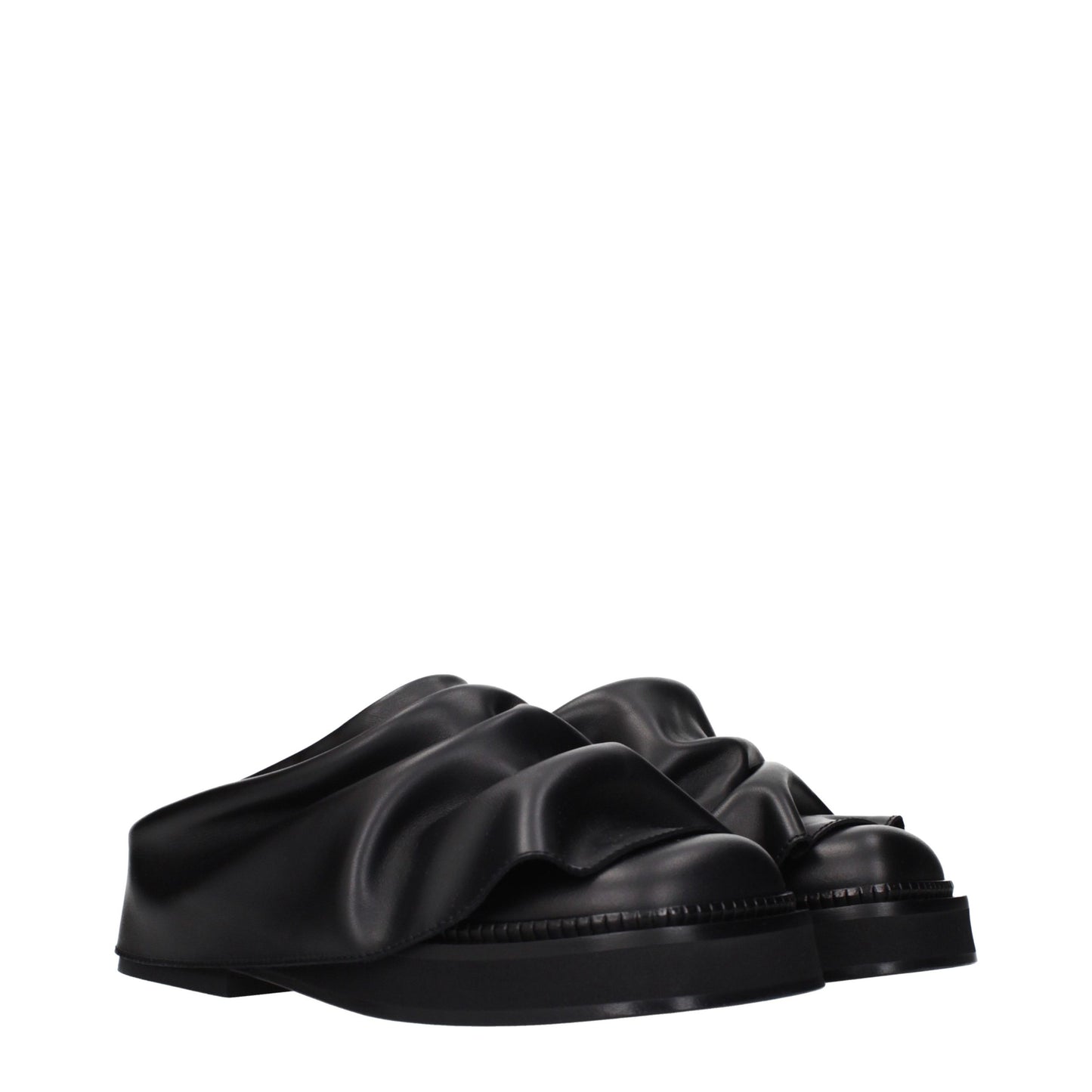 Clogs Slippers by The Attico for women in leather black features an effortless chic silhouette from the Women's Leather Clogs Slippers collection, showcasing a and effortless chic .