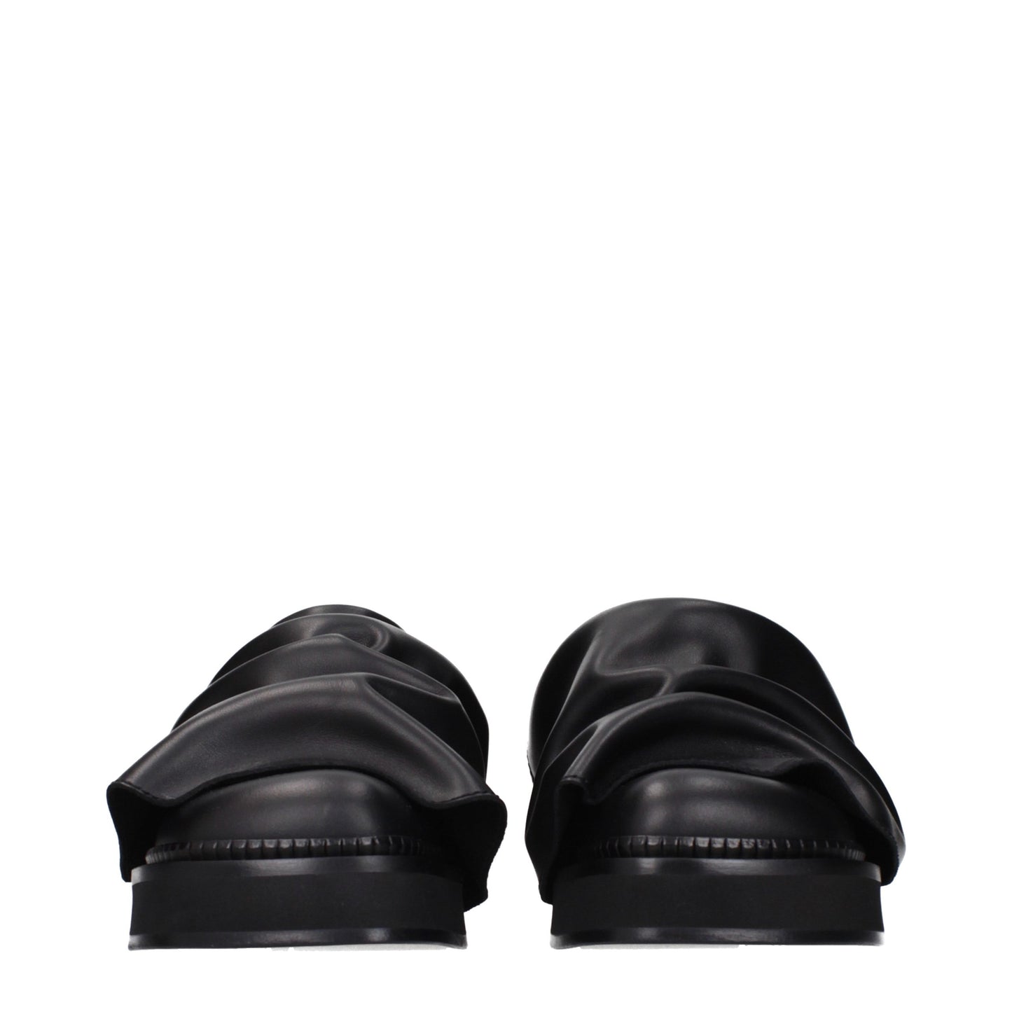 Clogs Slippers by The Attico for women in leather black features an effortlessly elegant silhouette, showcasing the Women's Leather Clogs Slippers design with an effortlessly elegant and a for a effortlessly elegant look.