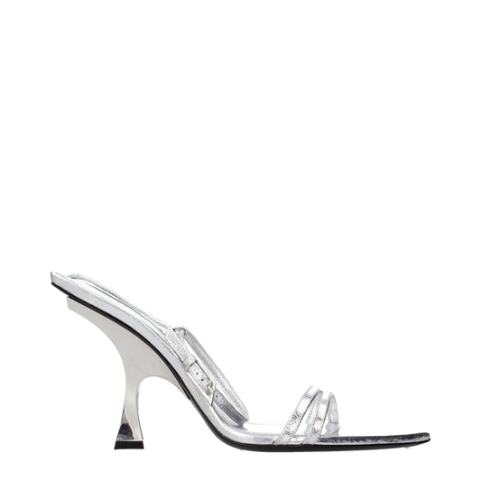 Stiletto Sandals by The Attico for women in leather and gray & silver presents a captivating silhouette, showcasing the signature style of the Women's Leather Stiletto Sandals with a captivating stiletto and captivating .