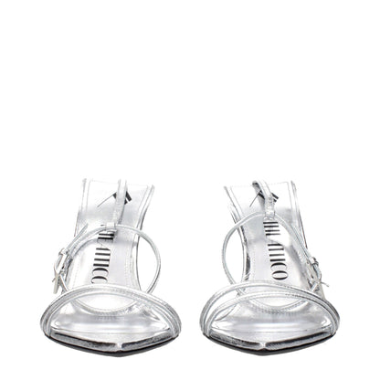 Stiletto Sandals by The Attico for women in leather gray & silver features an architectural design from the Women's Leather Stiletto Sandals collection, defined by a architectural stiletto and for a architectural finish.