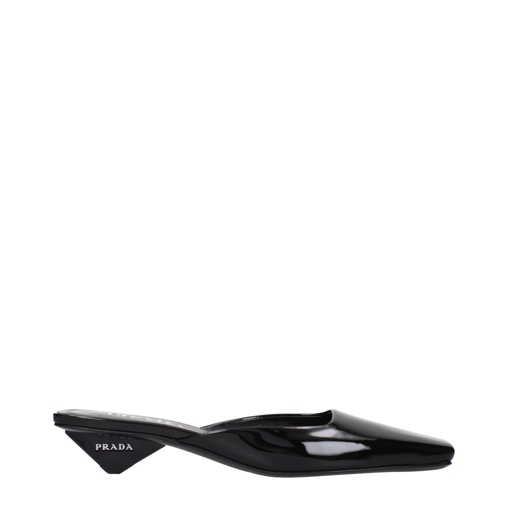 Flat Sandals by Prada for women in patent leather black features an effortlessly chic silhouette from the Women's Patent Leather Flat Sandals collection, showcasing a effortlessly chic flat and elegant .