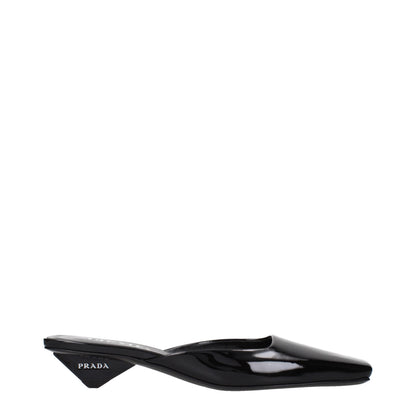 Flat Sandals by Prada for women in patent leather black features an effortlessly chic silhouette from the Women's Patent Leather Flat Sandals collection, showcasing a effortlessly chic flat and elegant .