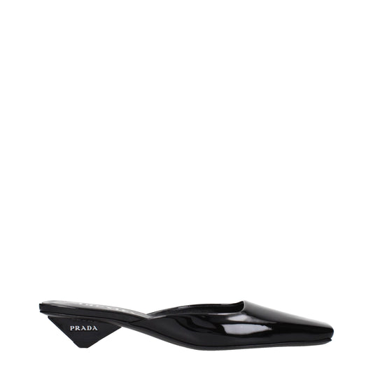 Flat Sandals by Prada for women in patent leather black features an effortlessly chic silhouette from the Women's Patent Leather Flat Sandals collection, showcasing a effortlessly chic flat and elegant .