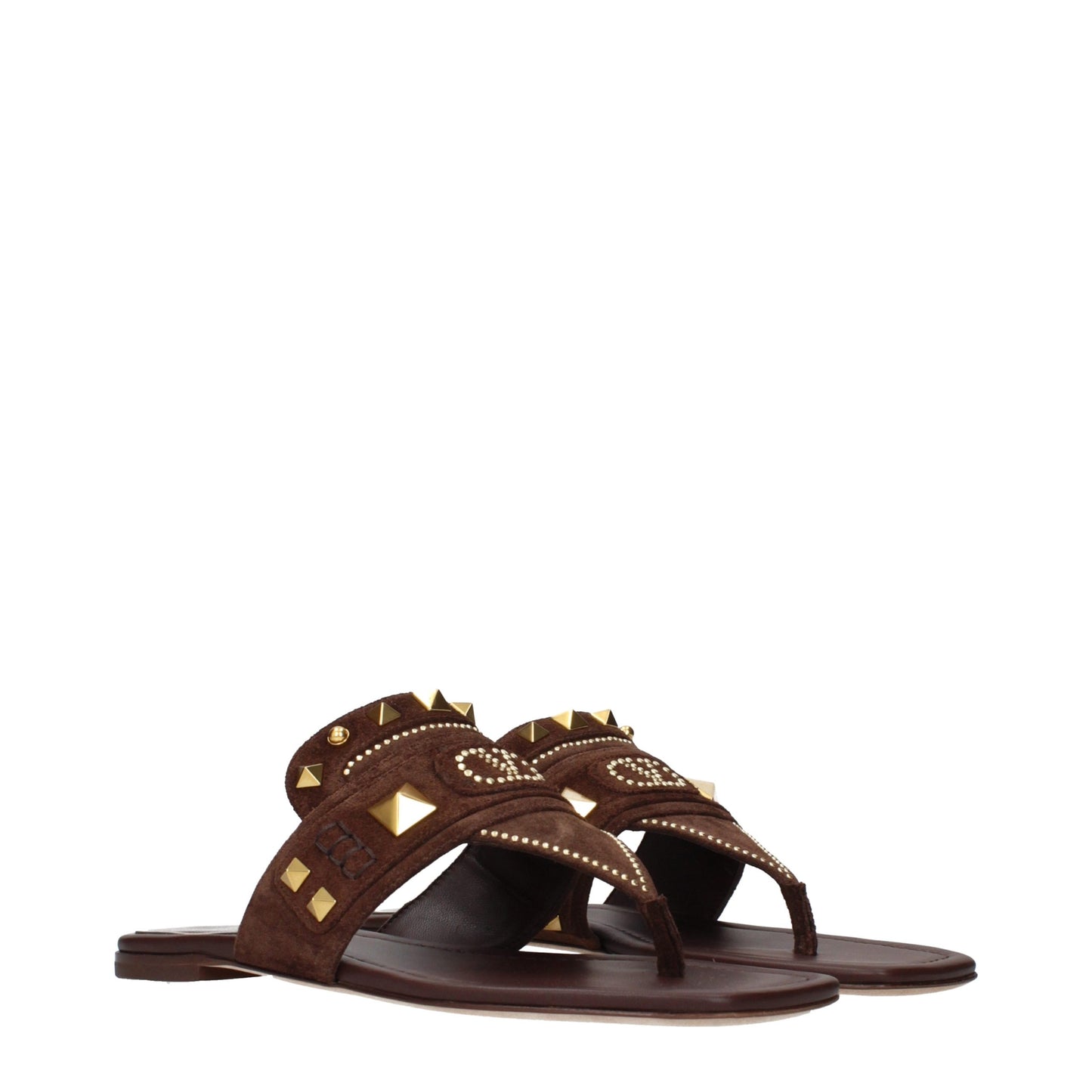 Flip-Flop Sandals by Valentino Garavani for women in suede leather brown features an statuesque Women's Suede Leather Flip-Flop Sandals silhouette with a refined and elegant .