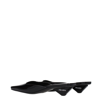 Flat Sandals by Prada for women in patent leather black showcases a sculptural silhouette as Women's Patent Leather Flat Sandals, defined by a sculptural flat and sculptural for a sculptural look.