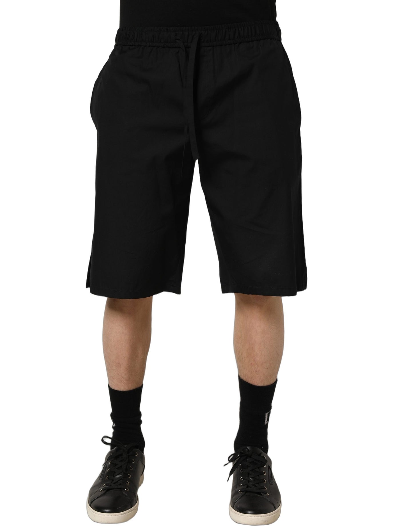 Dolce & Gabbana Black Cotton Sweatshorts Men Bermuda Shorts
