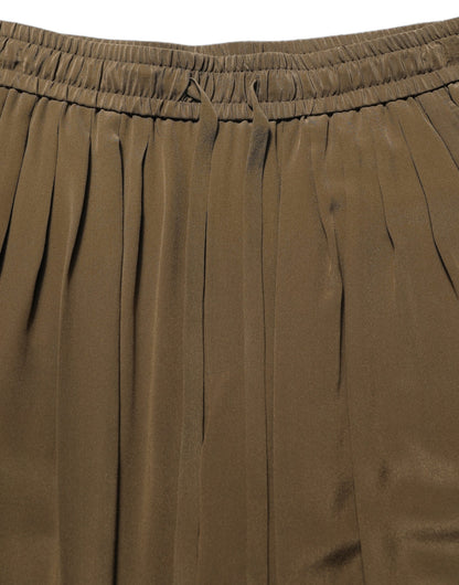 Dolce & Gabbana Brown Silk Mid Waist Pleated Bermuda Shorts