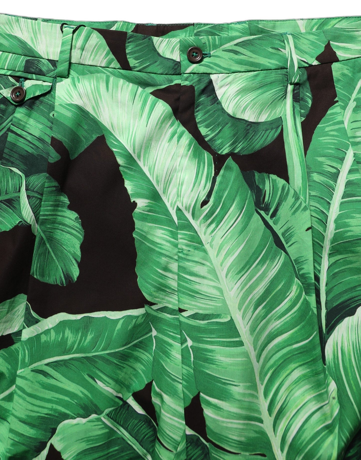 Dolce & Gabbana Black Green Banana Leaf Men Bermuda Shorts