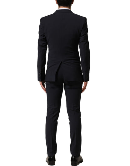Dolce & Gabbana Black Wool Slim Fit Formal 3 Piece Men Suit
