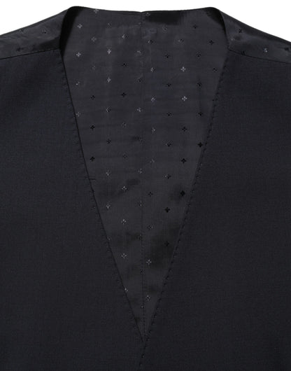 Dolce & Gabbana Black Wool Slim Fit Formal 3 Piece Men Suit