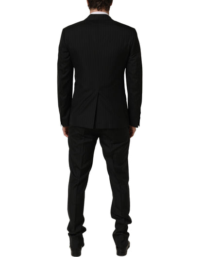 Dolce & Gabbana Black Stripes Slim Fit Formal 3 Piece Suit