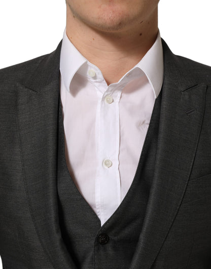 Dolce & Gabbana Gray MARTINI Slim Fit Formal 3 Piece Suit