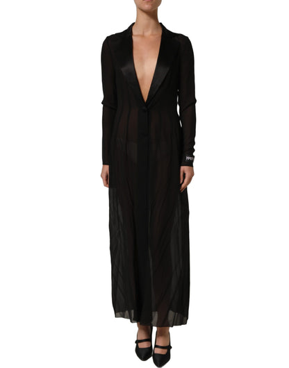 Dolce & Gabbana Black Silk Sheer Chiffon Long Maxi Dress