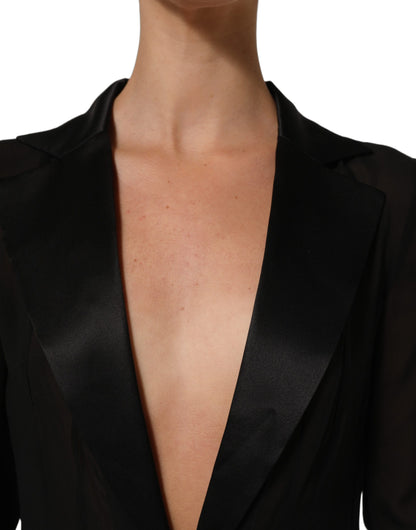 Dolce & Gabbana Black Silk Sheer Chiffon Long Maxi Dress