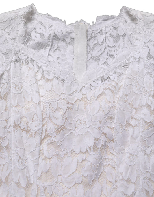 Dolce & Gabbana White Floral Lace Mermaid Long Gown Dress