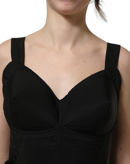 Dolce & Gabbana Women's A Line Wrap Cocktail Sleeveless Nylon & Cotton Short Mini Dress - Black