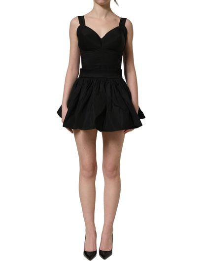 Dolce & Gabbana Black Nylon A-Line Sleeveless Mini Dress