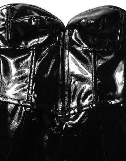 Dolce & Gabbana Black Patent Leather Corset Style Mini Dress