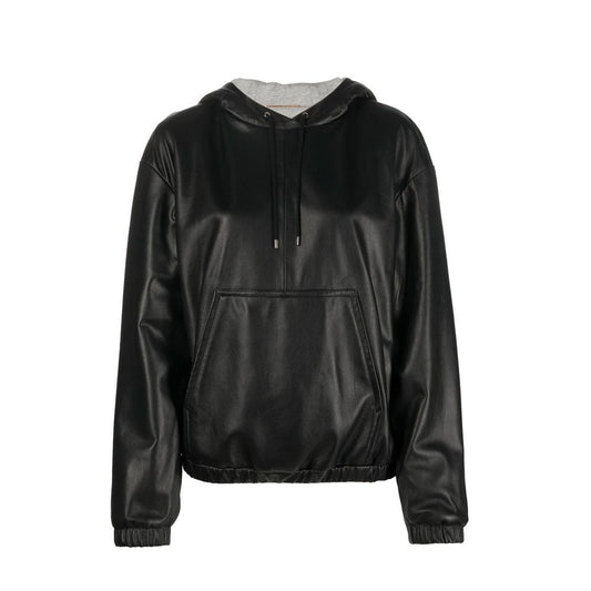 Saint Laurent Black Leather Tank Tops