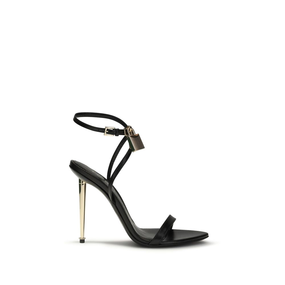 Stiletto Ankle Strap Sandals by Tom Ford for women in bos taurus calf & goatskin leather black presents a sculptural silhouette, showcasing the Women's Bos Taurus Calf & Goatskin Leather Stiletto Ankle Strap Sandals design with a sculptural stiletto and pointed toe style for a premium look.