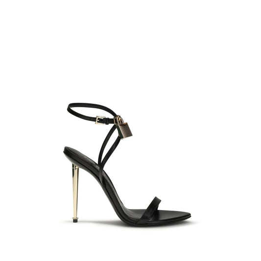 Stiletto Ankle Strap Sandals by Tom Ford for women in bos taurus calf & goatskin leather black presents a sculptural silhouette, showcasing the Women's Bos Taurus Calf & Goatskin Leather Stiletto Ankle Strap Sandals design with a sculptural stiletto and pointed toe style for a premium look.