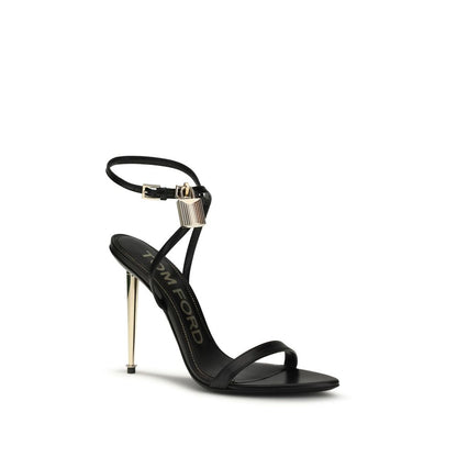 Stiletto Ankle Strap Sandals by Tom Ford for women in bos taurus calf & goatskin leather black features an statuesque Women's Bos Taurus Calf & Goatskin Leather Stiletto Ankle Strap Sandals silhouette with a refined stiletto and elegant pointed toe style.