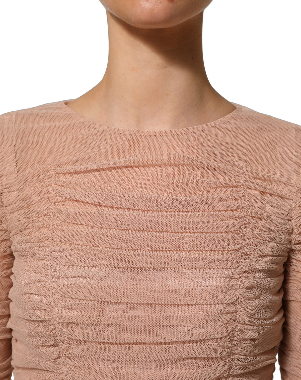 Dolce & Gabbana Women's Sheath Cocktail Cotton Mesh Nylon & Silk Midi Dress - Beige