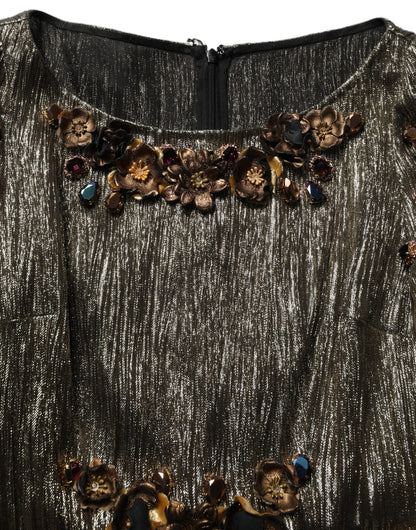 Dolce & Gabbana Women's Wrap Cocktail Leather Polyester & Silk Midi Mini Dress - Gold