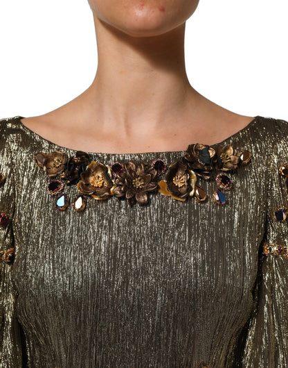 Dolce & Gabbana Women's Wrap Cocktail Leather Polyester & Silk Midi Mini Dress - Gold