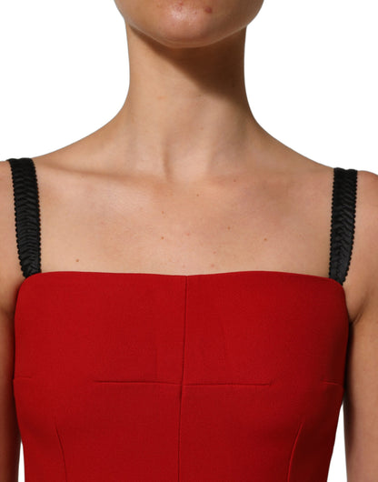 Dolce & Gabbana Red Stretch Bodycon Sheath Knee Length Dress
