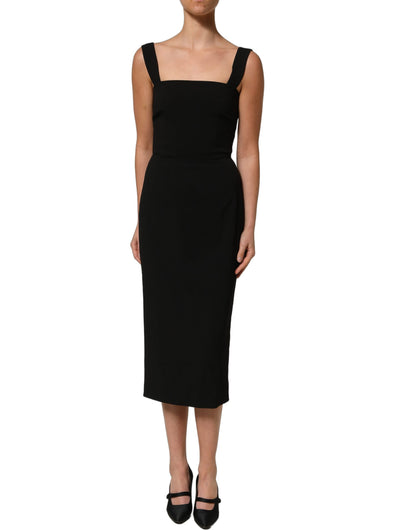 Dolce & Gabbana Women's Sheath Cocktail Square Neck Polyester Viscose Midi Mini Dress - Black