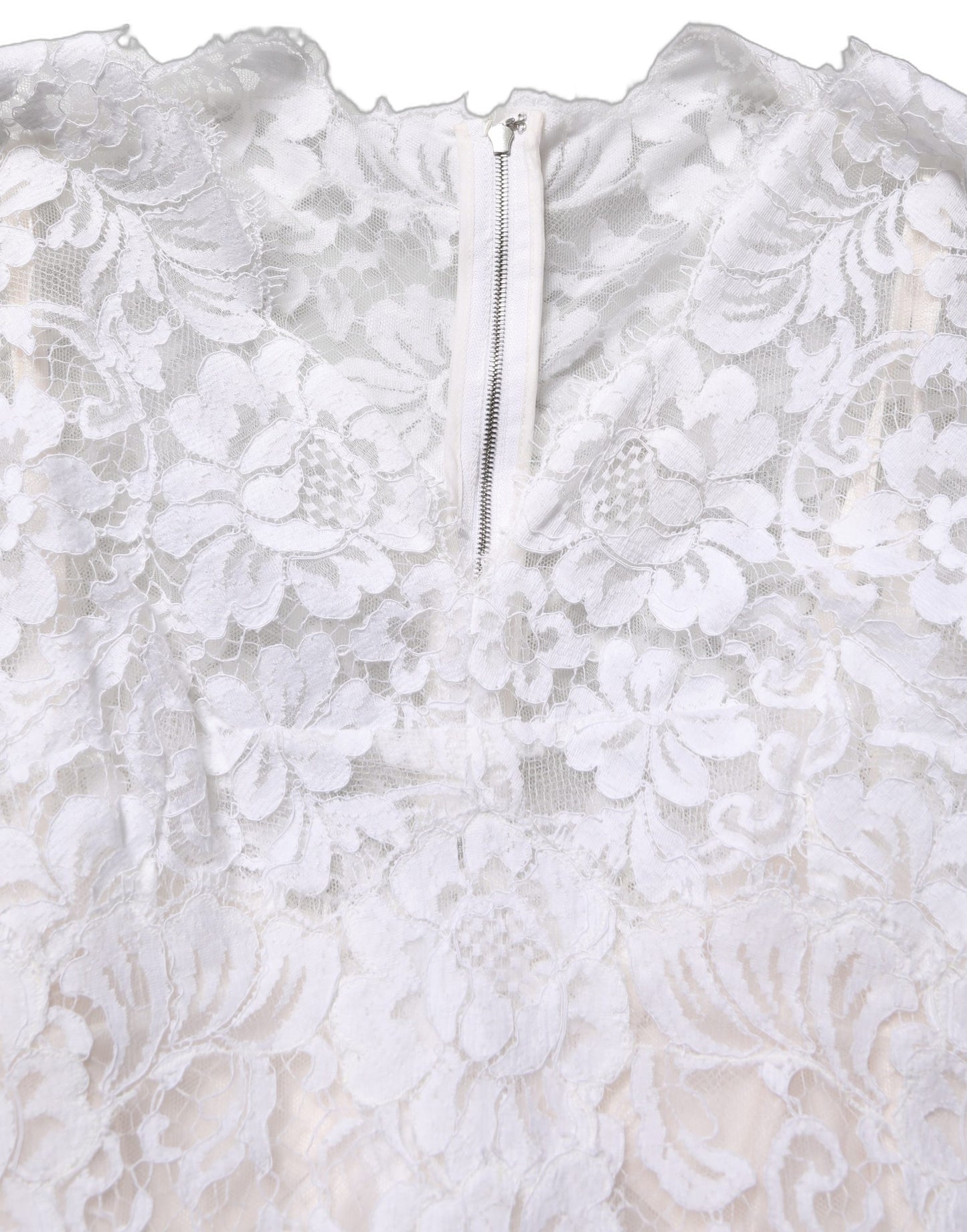 Dolce & Gabbana White Cotton Floral Lace Long Gown Dress